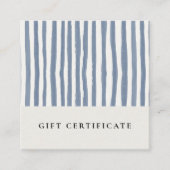 Chic Dusky Blue Watercolor Strips Gift Certificate Vierkante Visitekaartje (Voorkant)