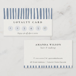 Chic Dusky Blue Watercolor Strips Loyality Card Visitekaartje