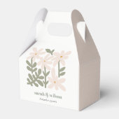 Chic Dusky Blush Retro Minimal Floral Wedding Bedankdoosjes (Achterkant)