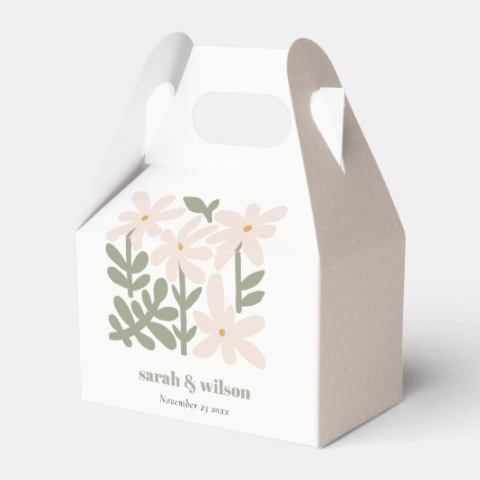 Chic Dusky Blush Retro Minimal Floral Wedding Bedankdoosjes (Achterkant)