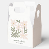 Chic Dusky Blush Retro Minimal Floral Wedding Bedankdoosjes (Geopend)