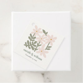 Chic Dusky Blush Retro Minimal Floral Wedding Bedankjes Labels