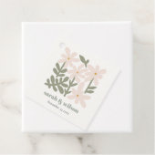 Chic Dusky Blush Retro Minimal Floral Wedding Bedankjes Labels (In situ)