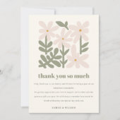 Chic Dusky Blush Retro Minimal Floral Wedding Bedankkaart (Voorkant)