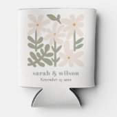 Chic Dusky Blush Retro Minimal Floral Wedding Blikjeskoeler (Voorkant)