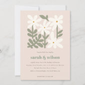 Chic Dusky Blush Retro Minimal Floral Wedding Kaart (Voorkant)