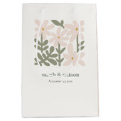 Chic Dusky Blush Retro Minimal Floral Wedding Medium Cadeauzakje (Voorkant)