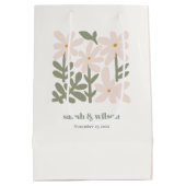 Chic Dusky Blush Retro Minimal Floral Wedding Medium Cadeauzakje (Achterkant)