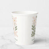 Chic Dusky Blush Retro Minimal Floral Wedding Papieren Bekers (Rechts)