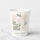 Chic Dusky Blush Retro Minimal Floral Wedding Papieren Bekers (Voorkant)