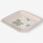 Chic Dusky Blush Retro Minimal Floral Wedding Papieren Bordje (Gebogen)