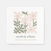 Chic Dusky Blush Retro Minimal Floral Wedding Servet (Voorkant)