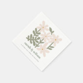 Chic Dusky Blush Retro Minimal Floral Wedding Servet (Hoek)