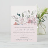 Chic Dusky Blush Waterverf Bloemen Jubileum Kaart (Staand voorkant)