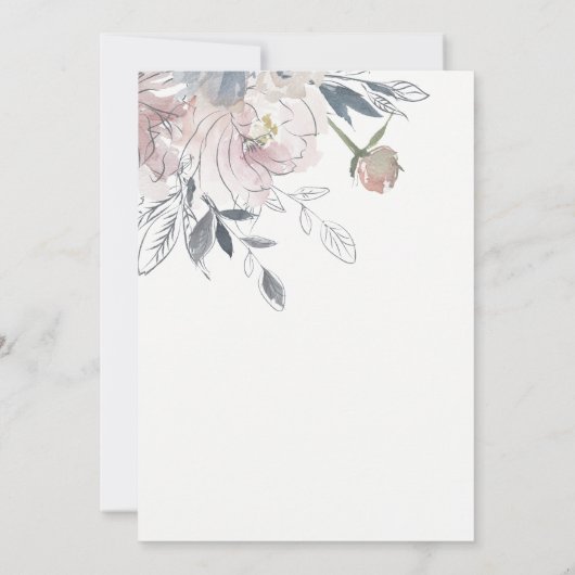 Chic Dusky Blush Waterverf Bloemen Verjaardag Kaart (Achterkant)