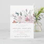 Chic Dusky Blush Waterverf Bloemen Verloving Kaart (Staand voorkant)