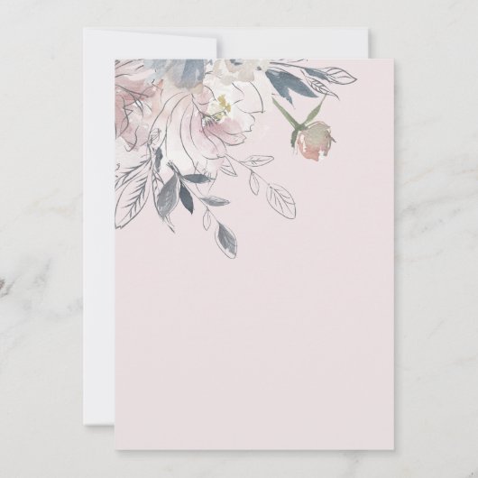 Chic Dusky Blush Waterverf Bloemen Verloving Kaart (Achterkant)
