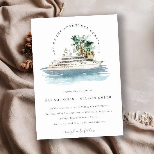 Chic Dusky Cruise Ship Palm Seascape Vow Renewal Kaart
