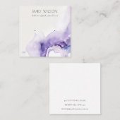 Chic Dusky Lilac Abstract Watercolor Agate Earring Vierkante Visitekaartje (Voorkant / Achterkant)