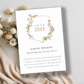 Chic Dusky Pink Blush Wildflower Crest Afstuderen Bedankkaart