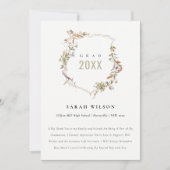 Chic Dusky Pink Blush Wildflower Crest Afstuderen Bedankkaart (Voorkant)