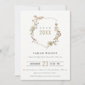 Chic Dusky Pink Blush Wildflower Crest Afstuderen Kaart (Voorkant)