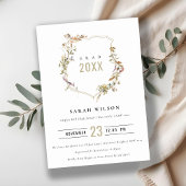 Chic Dusky Pink Blush Wildflower Crest Afstuderen Kaart