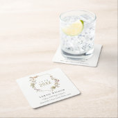 Chic Dusky Pink Blush Wildflower Crest Afstuderen Kartonnen Onderzetters (Insitu)