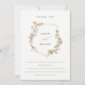 Chic Dusky Pink Blush Wildflower Crest Wedding Bedankkaart (Voorkant)