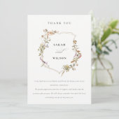 Chic Dusky Pink Blush Wildflower Crest Wedding Bedankkaart (Staand voorkant)