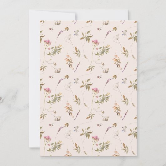 Chic Dusky Pink Blush Wildflower Crest Wedding Kaart (Achterkant)