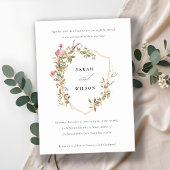 Chic Dusky Pink Blush Wildflower Crest Wedding Kaart