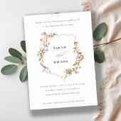 Chic Dusky Pink Blush Wildflower Crest Wedding Kaart