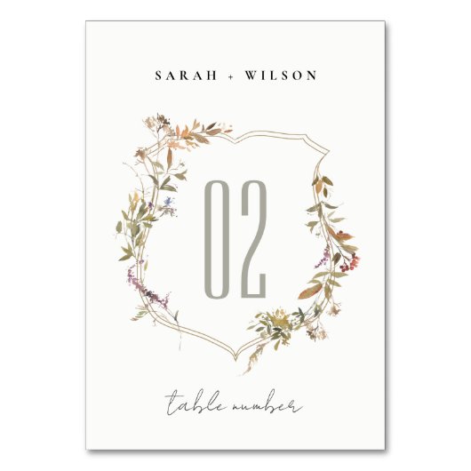 Chic Dusky Pink Blush Wildflower Crest Wedding Kaart (Voorkant)