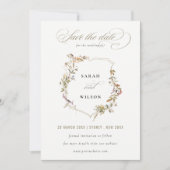 Chic Dusky Pink Blush Wildflower Crest Wedding Save The Date (Voorkant)