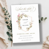 Chic Dusky Pink Blush Wildflower Crest Wedding Save The Date
