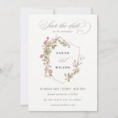 Chic Dusky Pink Blush Wildflower Crest Wedding Save The Date (Voorkant)