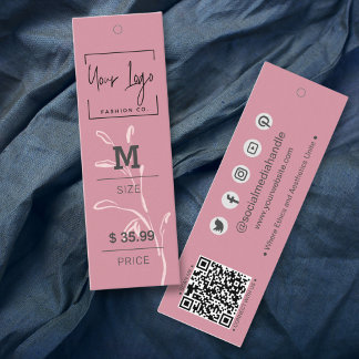 Chic Dusky Pink Leaf Social QR Kleding Prijs Label