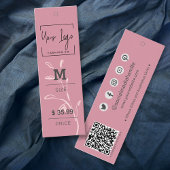 Chic Dusky Pink Leaf Social QR Kleding Prijs Label
