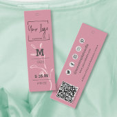 Chic Dusky Pink Leaf Social QR Kleding Prijs Label