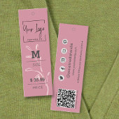 Chic Dusky Pink Leaf Social QR Kleding Prijs Label