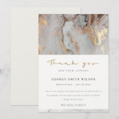 Chic Dusky White Grey Gold Agaat Sympathy Memorial Bedankkaart (Voorkant / Achterkant)