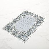 Chic Dusty Blauw en Zilveren Folie Dank U Folie Uitnodiging (Gedraaid)