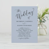 Chic Dusty Blauw & Fotobruiloft Kaart (Staand voorkant)