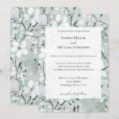 Chic Dusty Blauw Wit Bloemen Huwelijk Kaart (Voorkant / Achterkant)