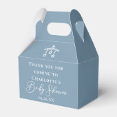 Chic Dusty Blauw Wit Minimalistisch Baby shower Bedankdoosjes (Voorkant Zijde)