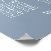 Chic Dusty Blue 12 Tafel Trouwstoel Grafiek Poster (Hoek)