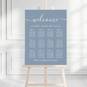 Chic Dusty Blue 12 Tafel Trouwstoel Grafiek Poster