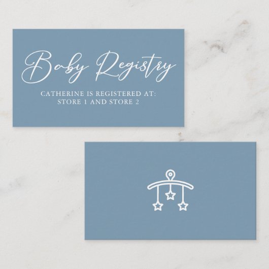 Chic Dusty Blue Baby Registry Gepersonaliseerd Informatiekaartje (Voorkant / Achterkant)