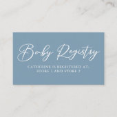 Chic Dusty Blue Baby Registry Gepersonaliseerd Informatiekaartje (Voorkant)